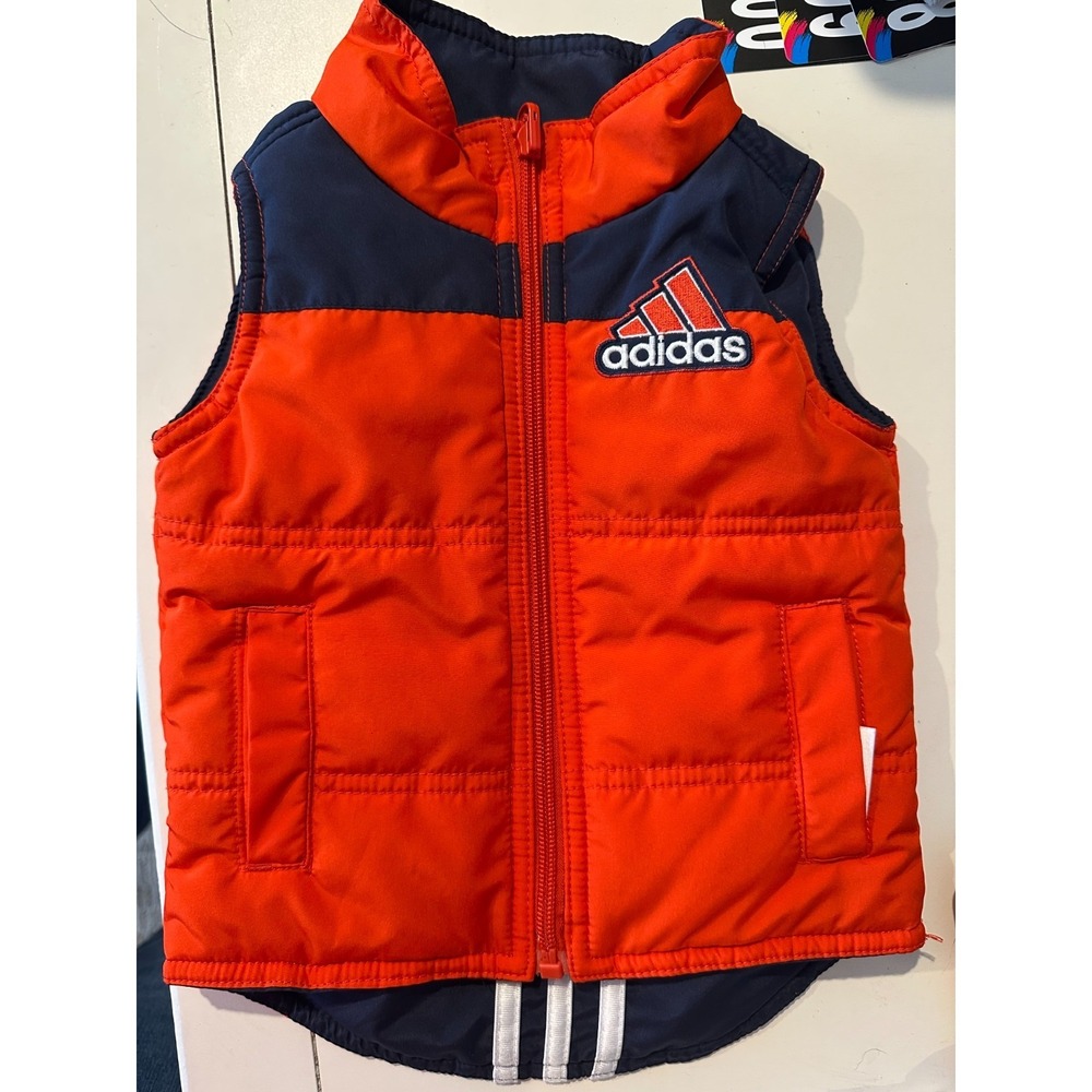 Adidas Boys Puffy Vest  Red and Navy- Size 2T Never Worn- Perfect Condition